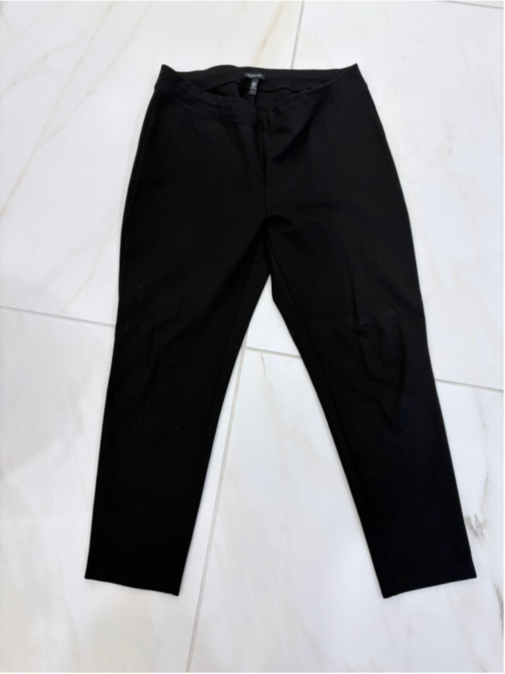 Eileen Fisher Black Stretch Ponte Pull-On Straight Leg Pants Women's Large